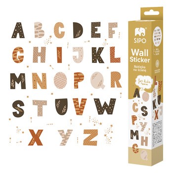 Sipo, Naklejki na ścianę dla dzieci, Alfabet Boho, 1 szt.